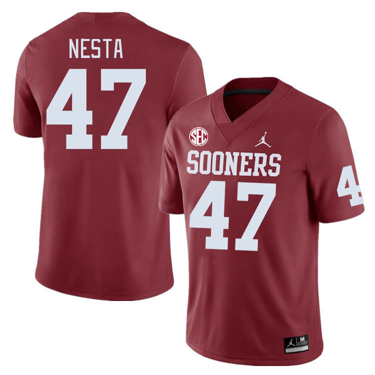 #47 James Nesta Oklahoma Sooners 2024 SEC Conference College Football Jerseys-Crimson